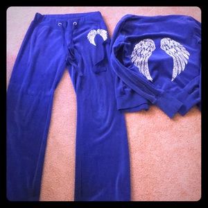 Blue jumpsuit with rhinestones